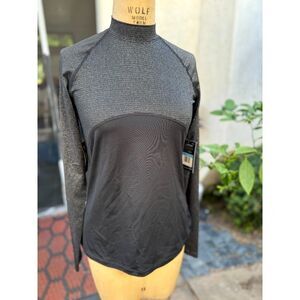 NWT Nike Pro Warm Dri-Fit Black Silver Slim Fit Long Sleeve Athletic Shirt SZ M